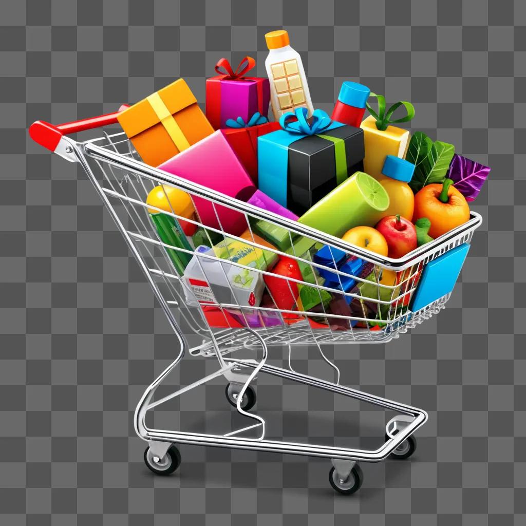 Fruits and groceries in a shopping cart with free shipping