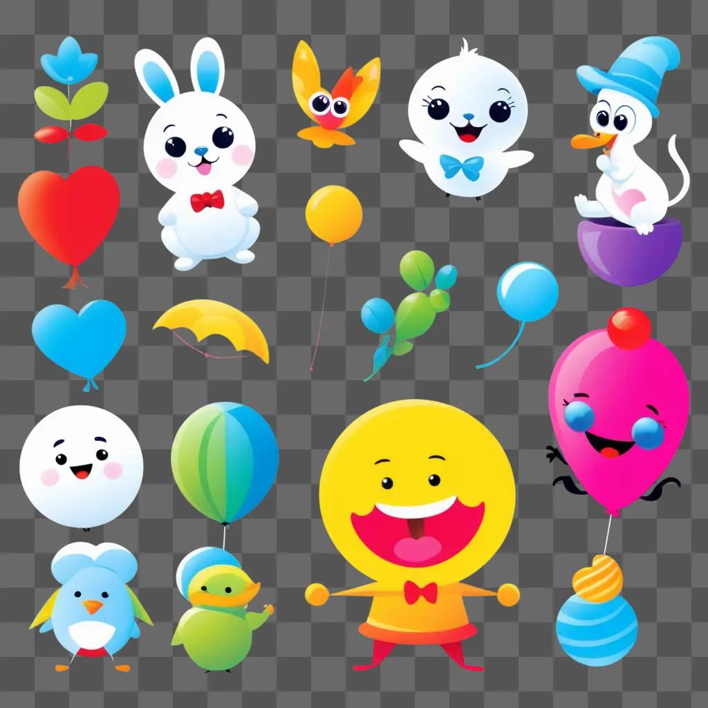 Fun Clip Art with Balloons and Animals