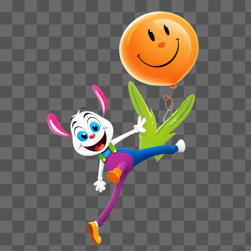 Funny balloon with smiling face and a rabbit