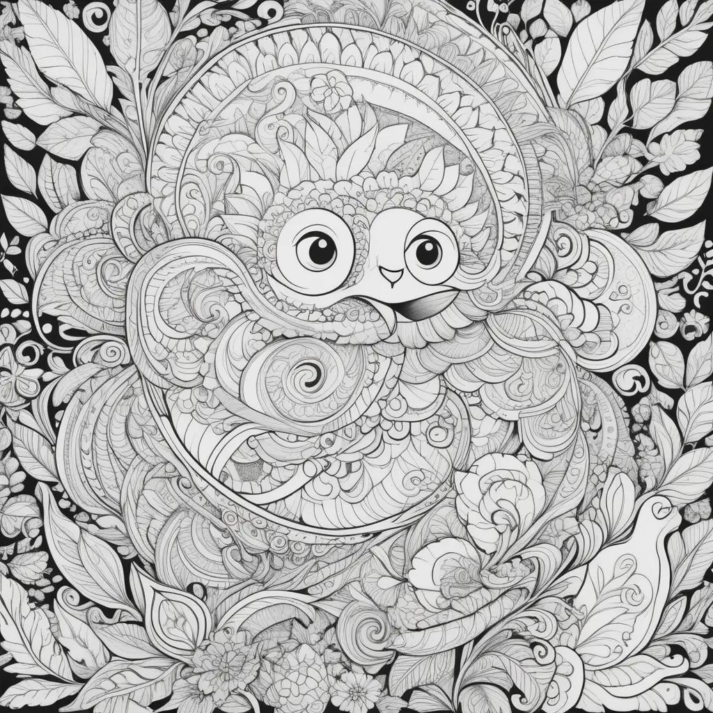 Funny coloring pages for adults with an owl