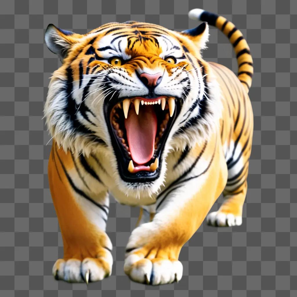 Furious tiger roars with fury