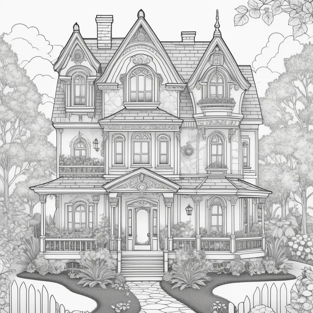 Gabbys coloring pages of a house and garden