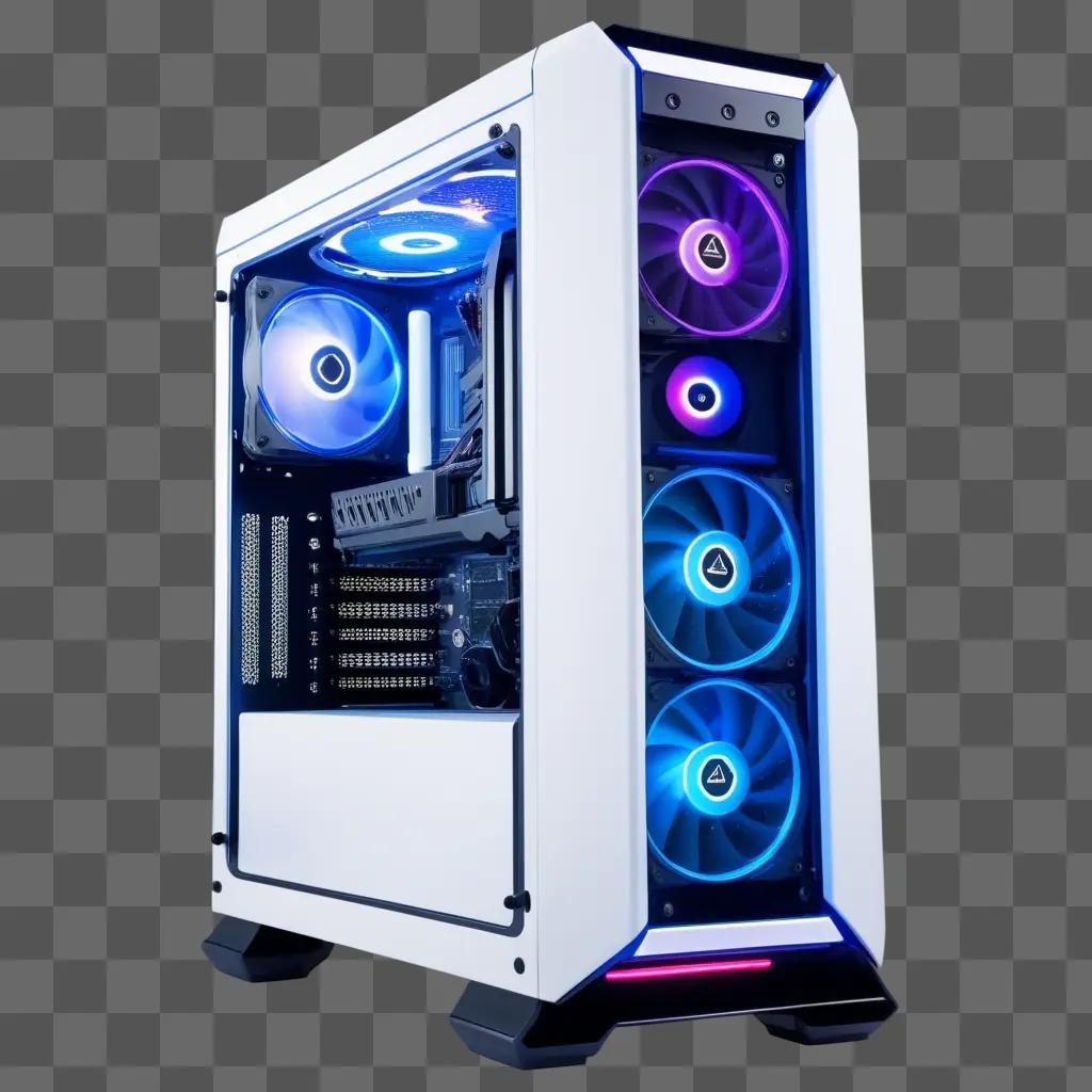 Gaming PC with bright lighting and four fans