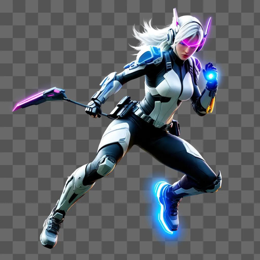 Gaming character in neon glow