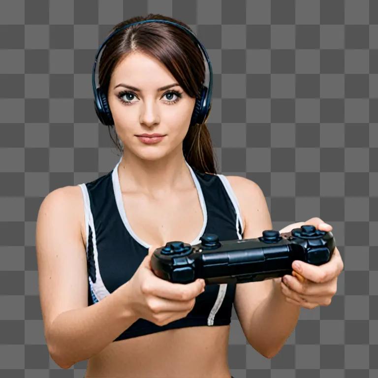 Gaming clipart image of a woman holding a game controller