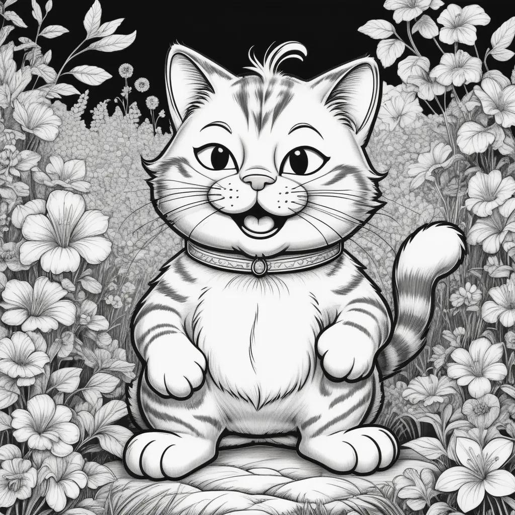 Garfield Coloring Page - A black and white cat