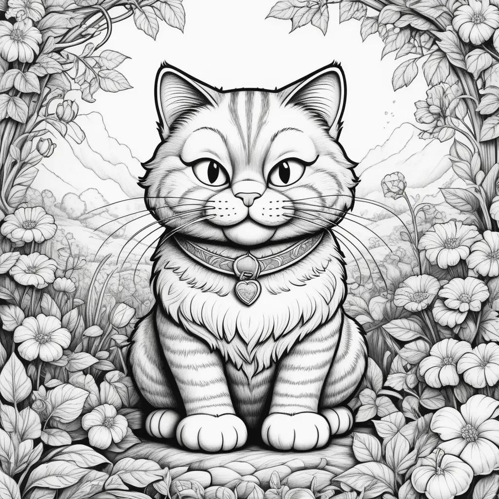 Garfield Coloring Page With A Cat