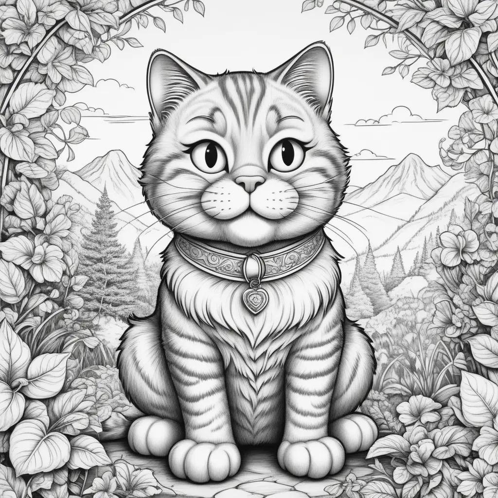 Garfield Coloring Page with a Cat