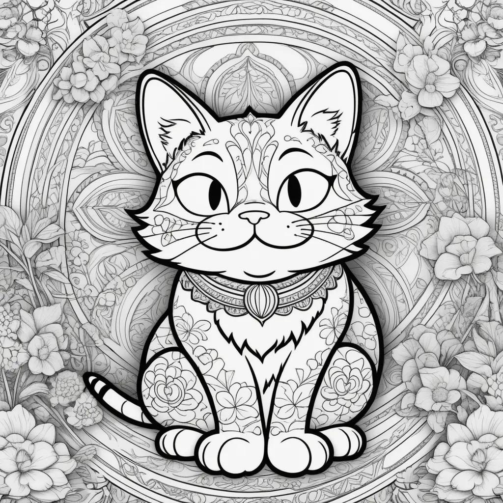 Garfield coloring pages for adults: a black and white illustration