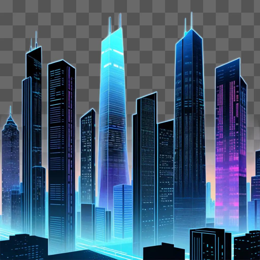 Generative AI - a vibrant cityscape with glowing skyscrapers