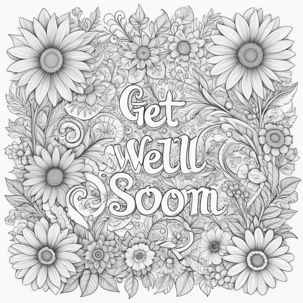 Get Well Soon Coloring Pages Featuring Floral Design