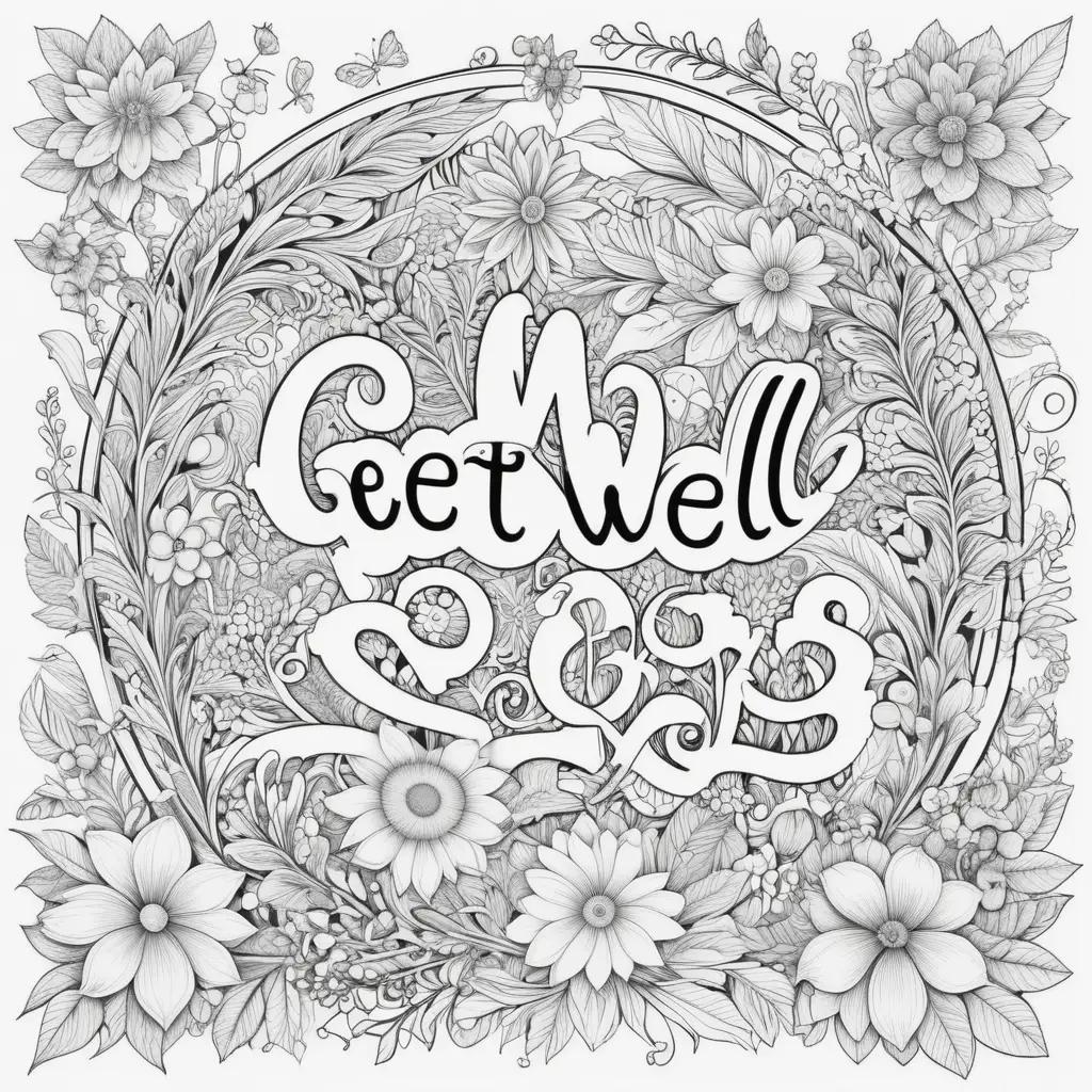 Get Well Soon Coloring Pages with Beautiful Flowers