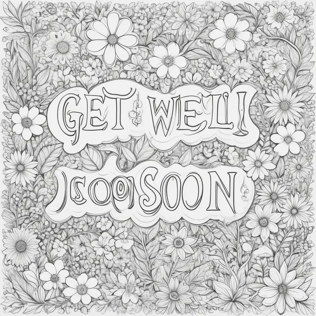 Get well soon coloring pages featuring flowers and flowers