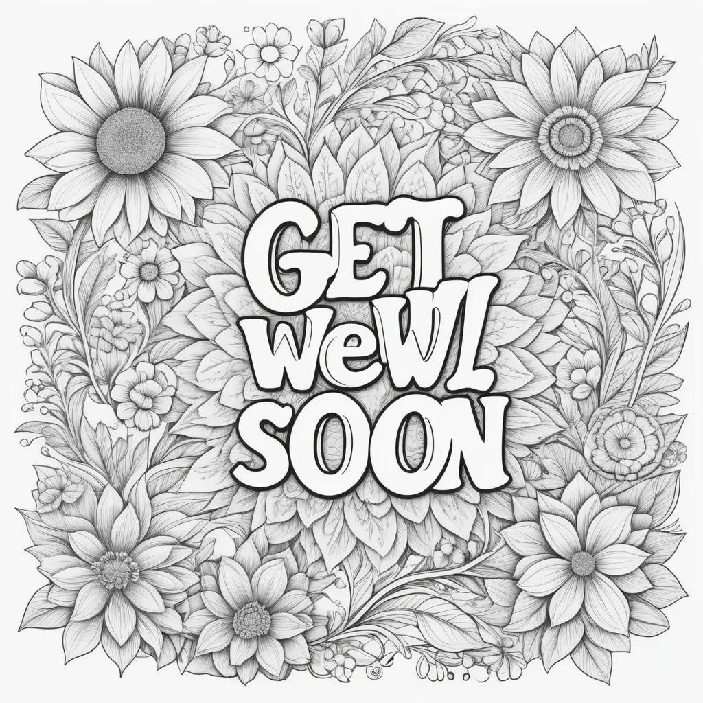 Get well soon coloring pages with flowers