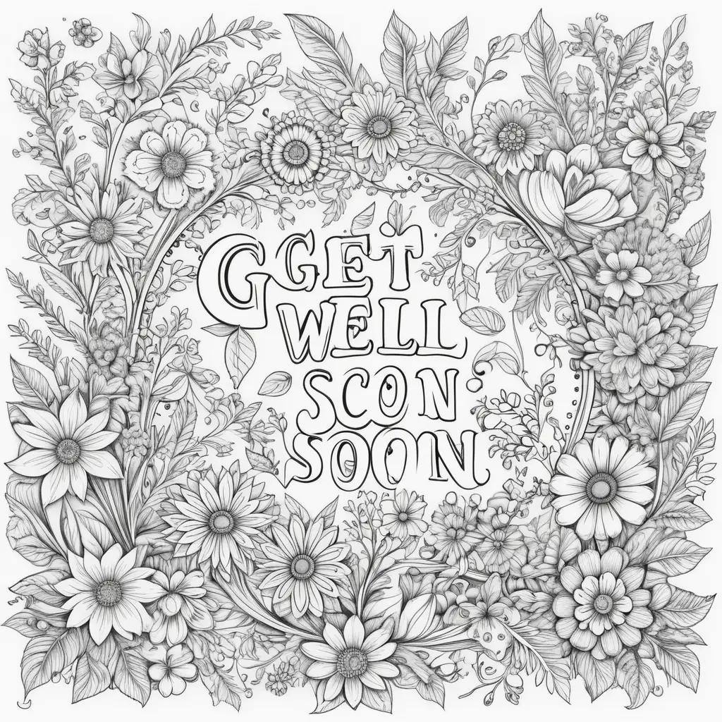 Get well soon coloring pages with flowers