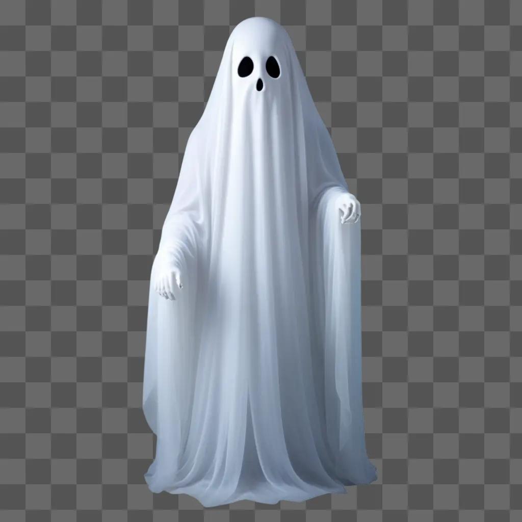 Ghostly figure in Halloween costume on transparent background