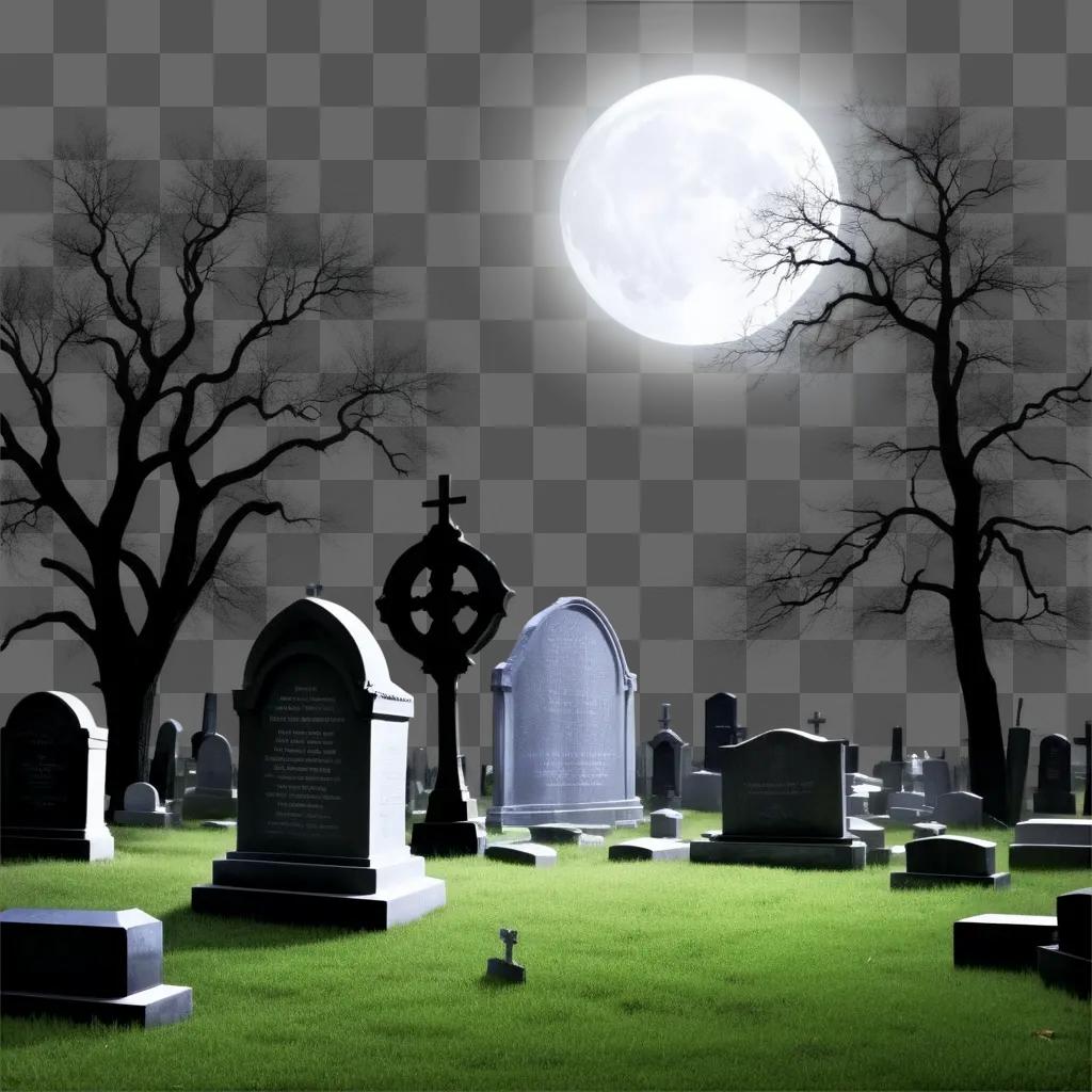 暗い夜の墓地を徘徊する幽霊