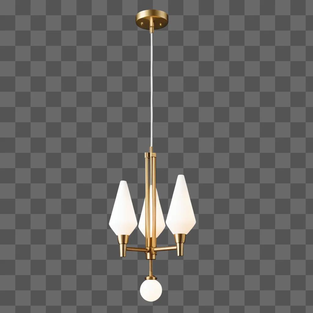 Gilded hanging light fixture with three bulbs