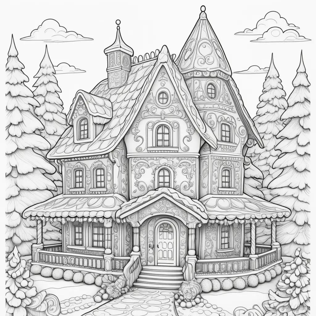 Gingerbread House Coloring Pages for Kids