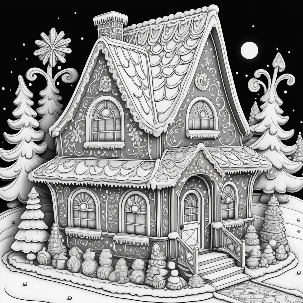 Gingerbread house coloring pages, Christmas design