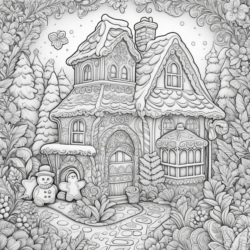 Gingerbread house coloring pages for kids