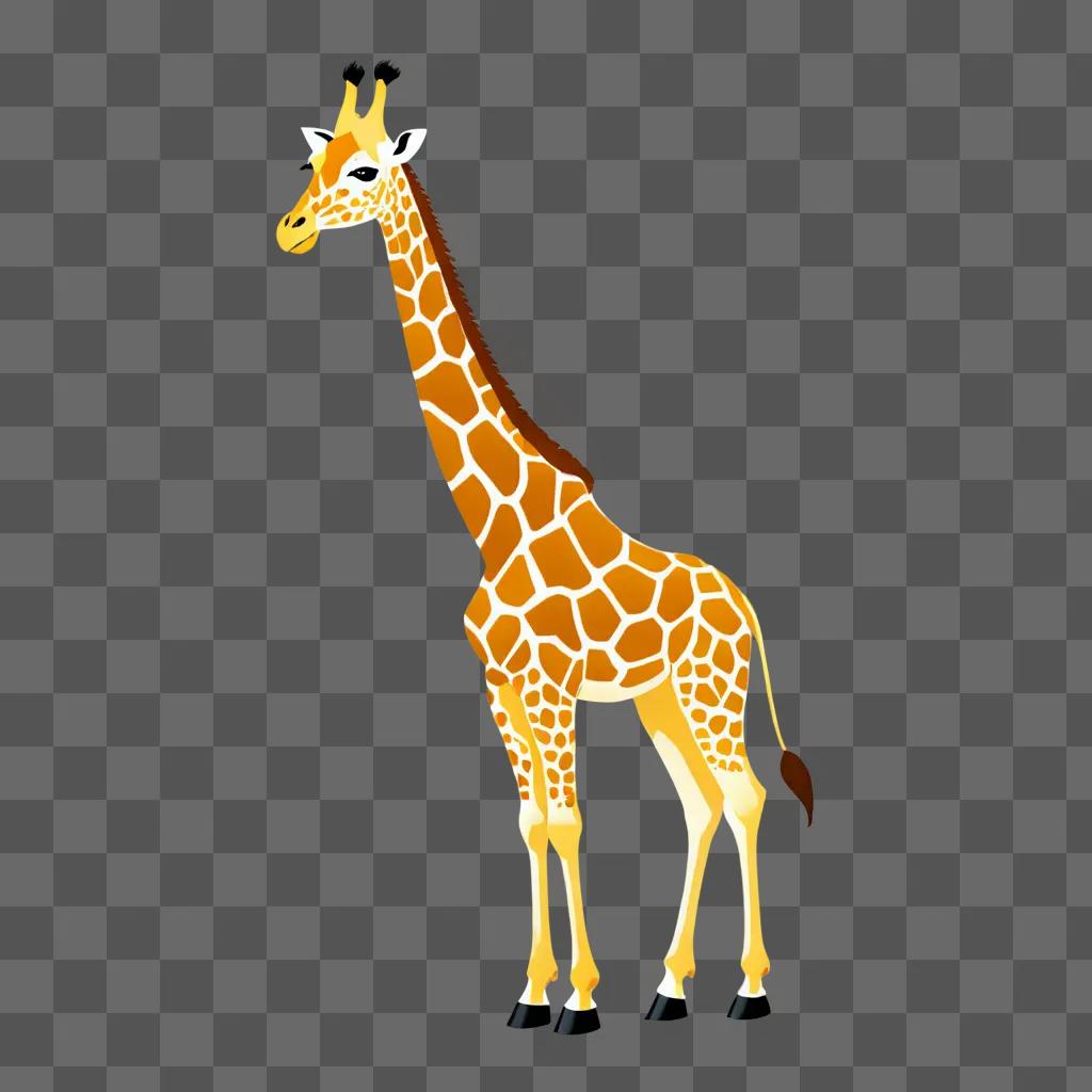 Giraffe clipart stands against a beige background