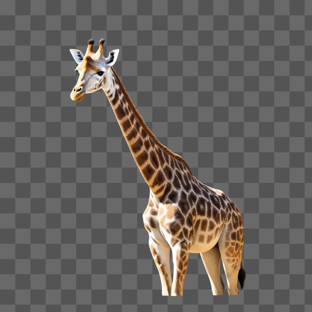 Giraffe drawing in sketch style against beige background