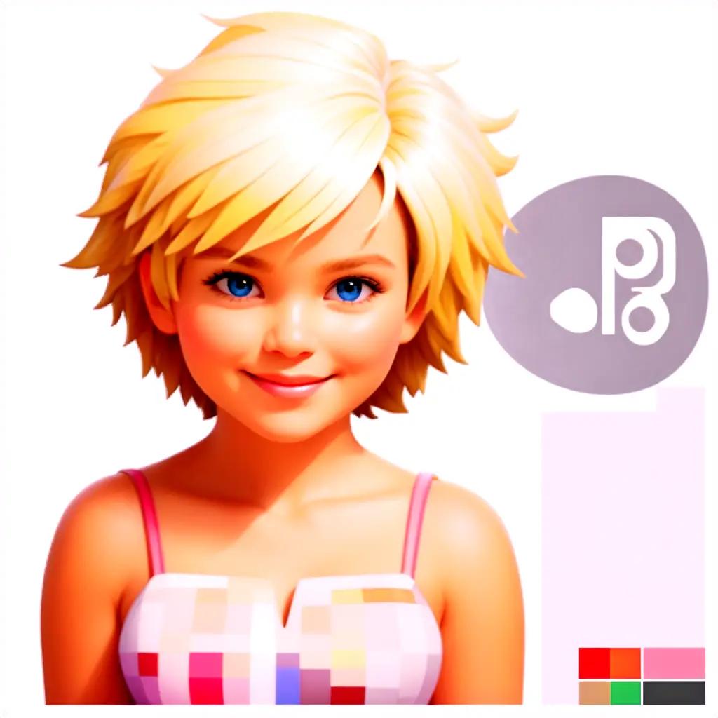 Girl in a cartoon image with a white background