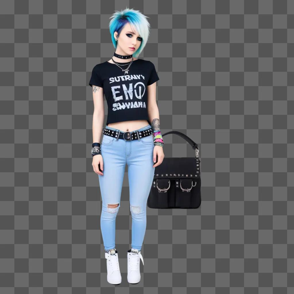 Girl with emo clothes posing for picture