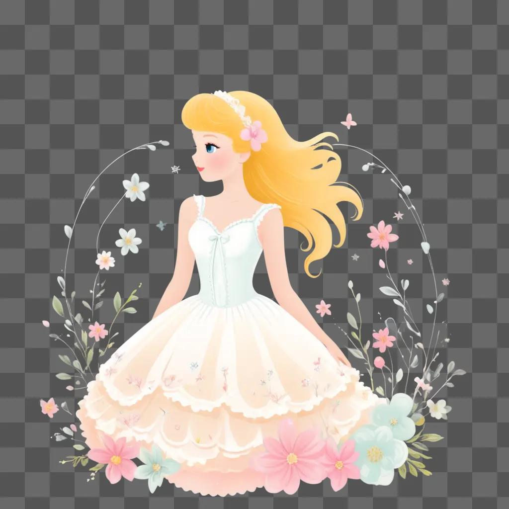Girly fairy with flowers in a dress