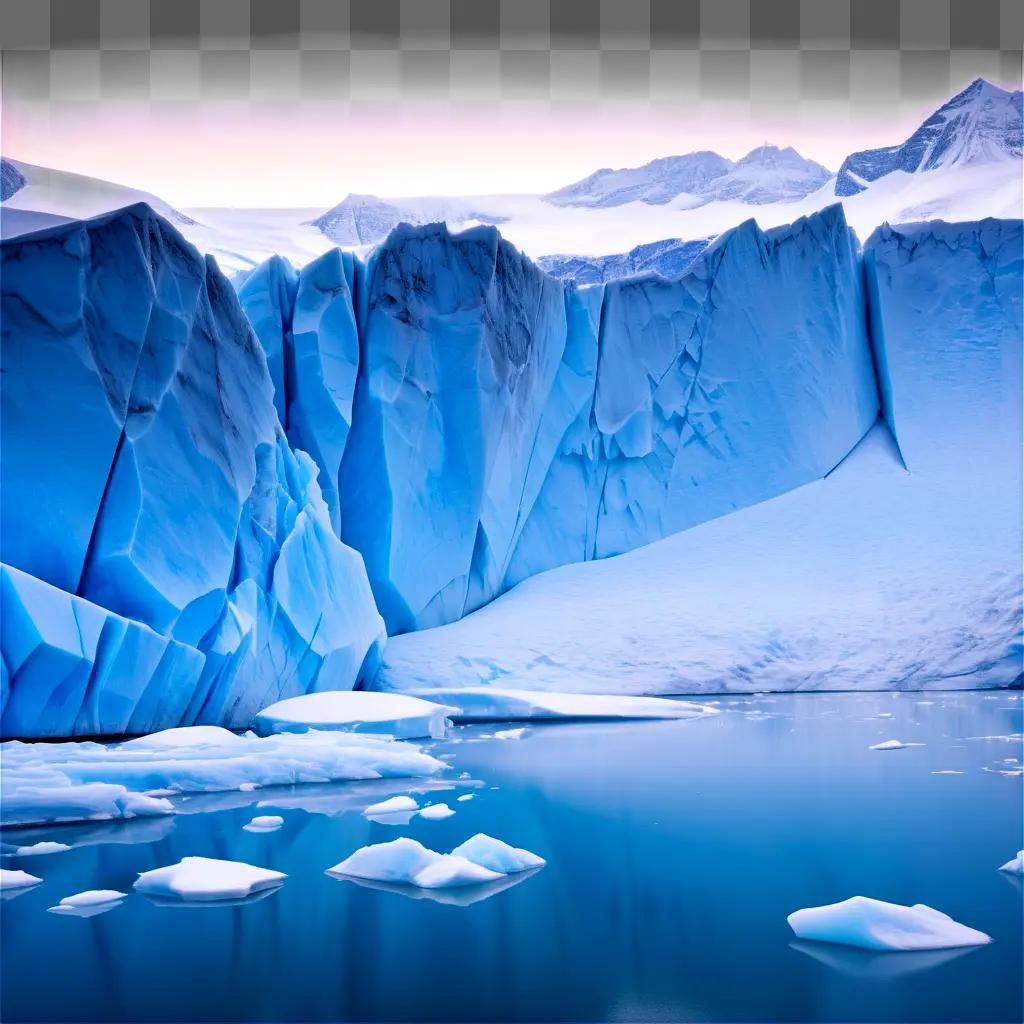 Glacial landscape with frozen water and ice