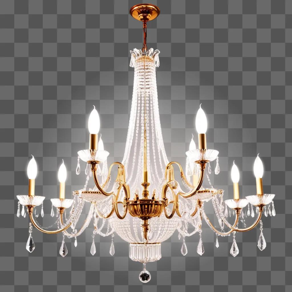 Glamorous chandelier with crystal and gold accents