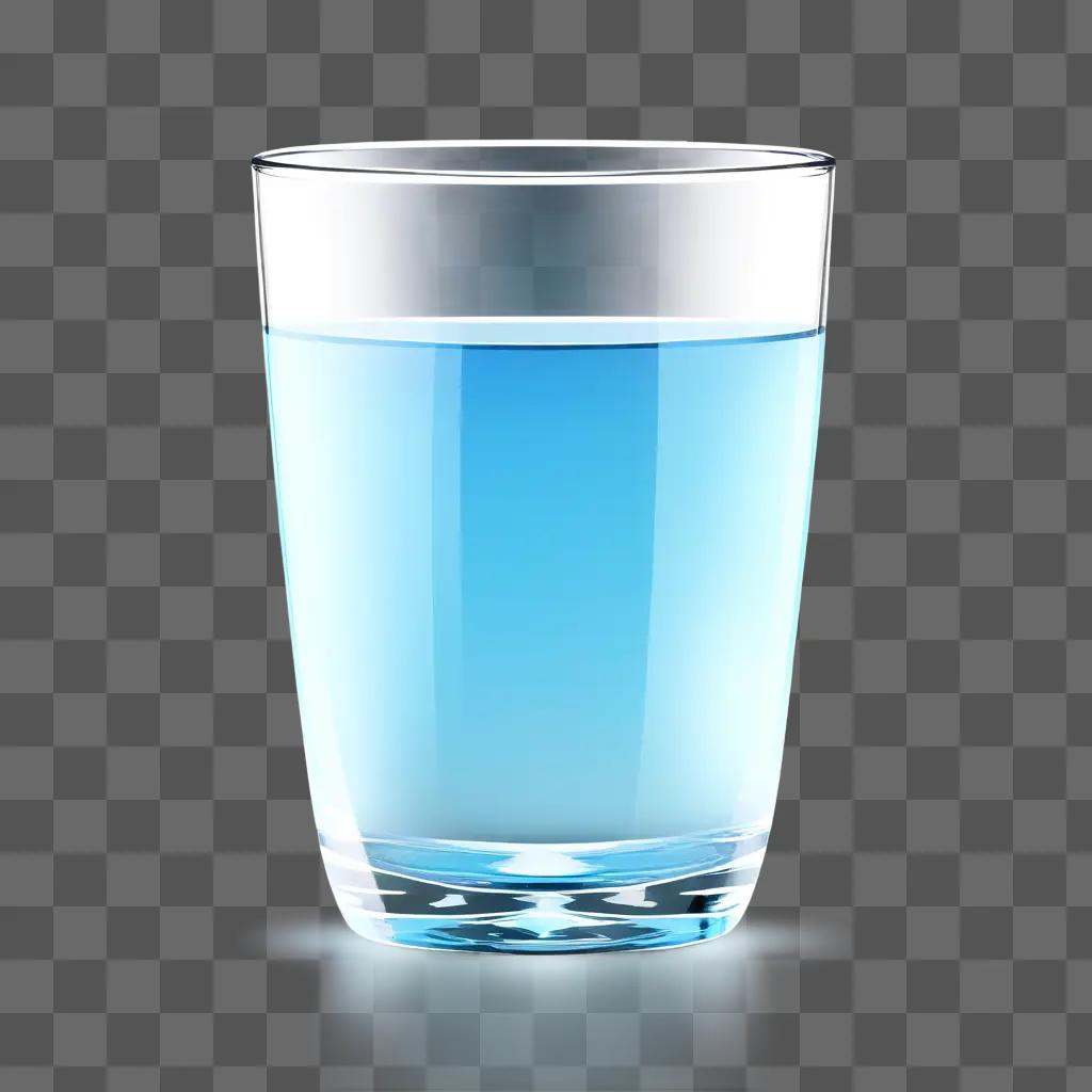 Glass filled with water on a blue background