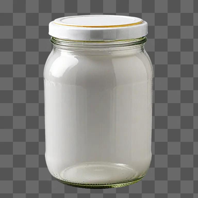 Glass jar with a white lid on a white background