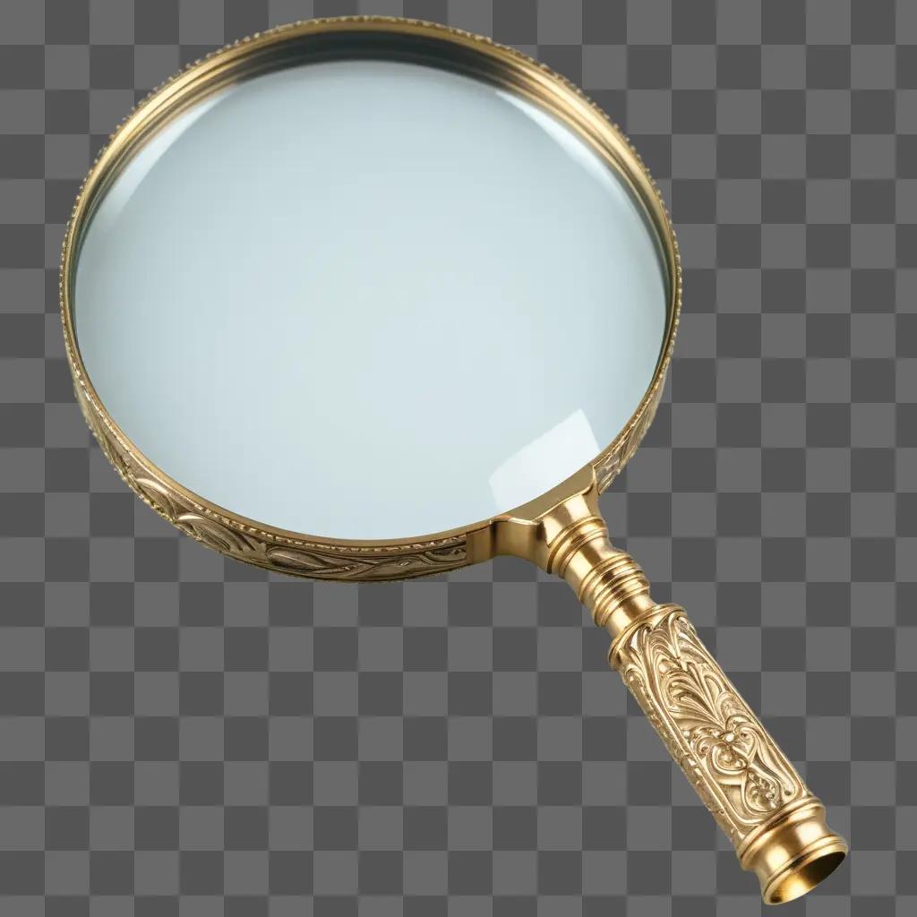 Glass magnifying glass with ornate decoration and a handle