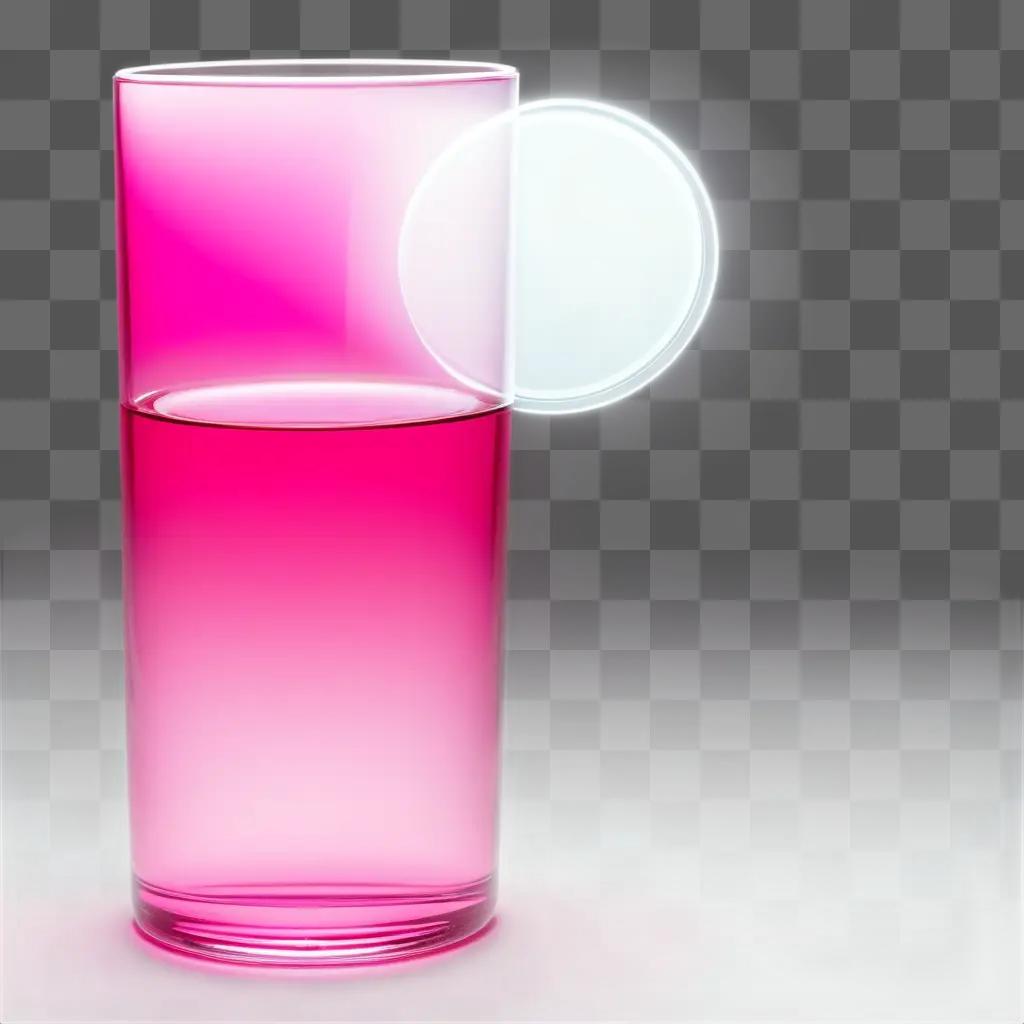 Glass with pink liquid and transparent top