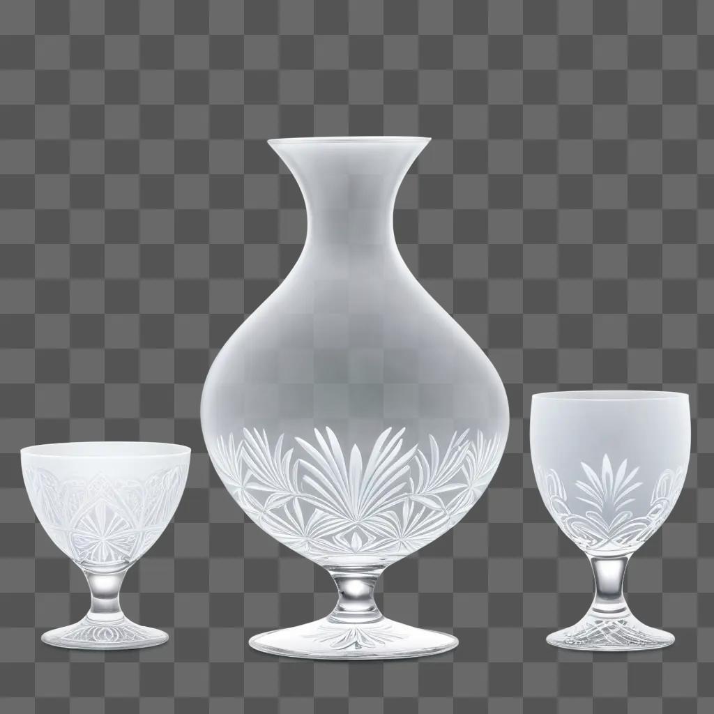 Glassware displayed in a light box