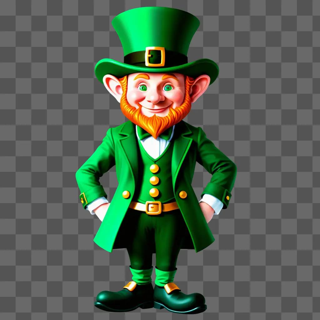 Gleeful leprechaun with a green hat and red beard