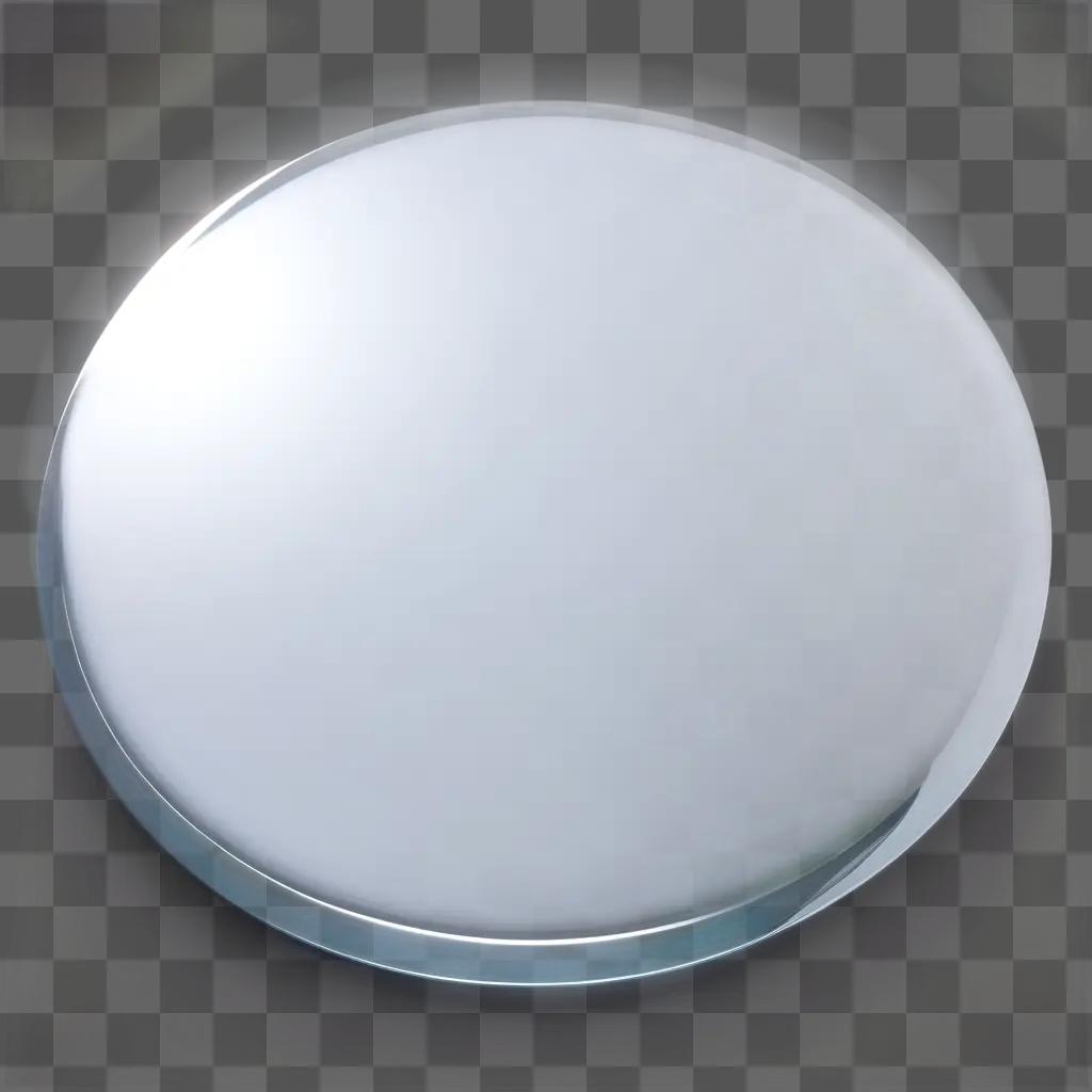 Glinting round white object with blue edge