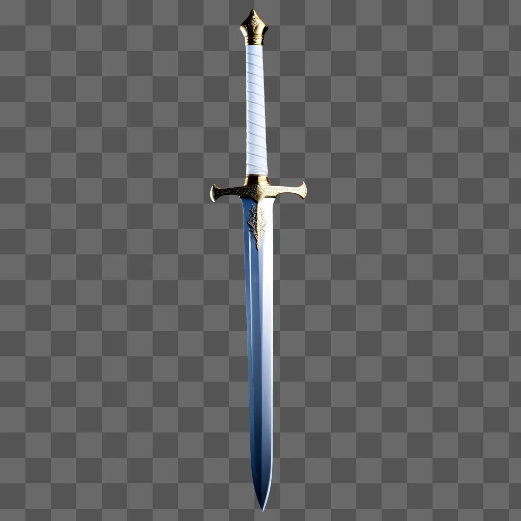 Glistening sword against a white background