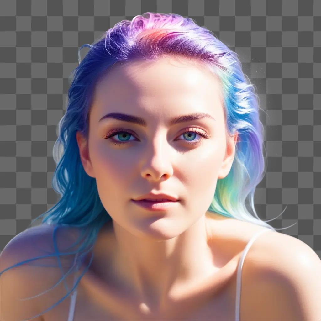 Glowing woman with purple hair and sheen