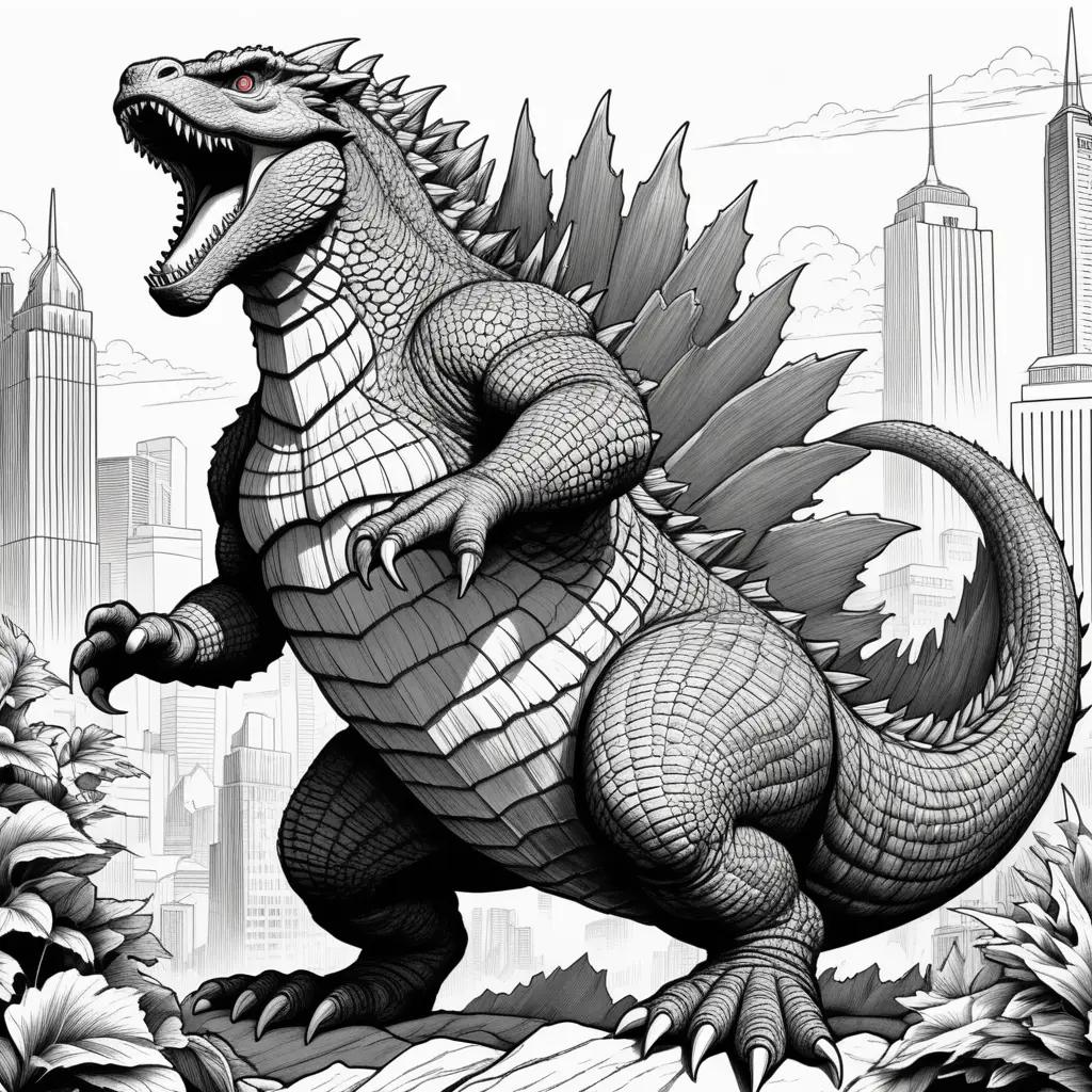 Godzilla Coloring Pages in Black and White