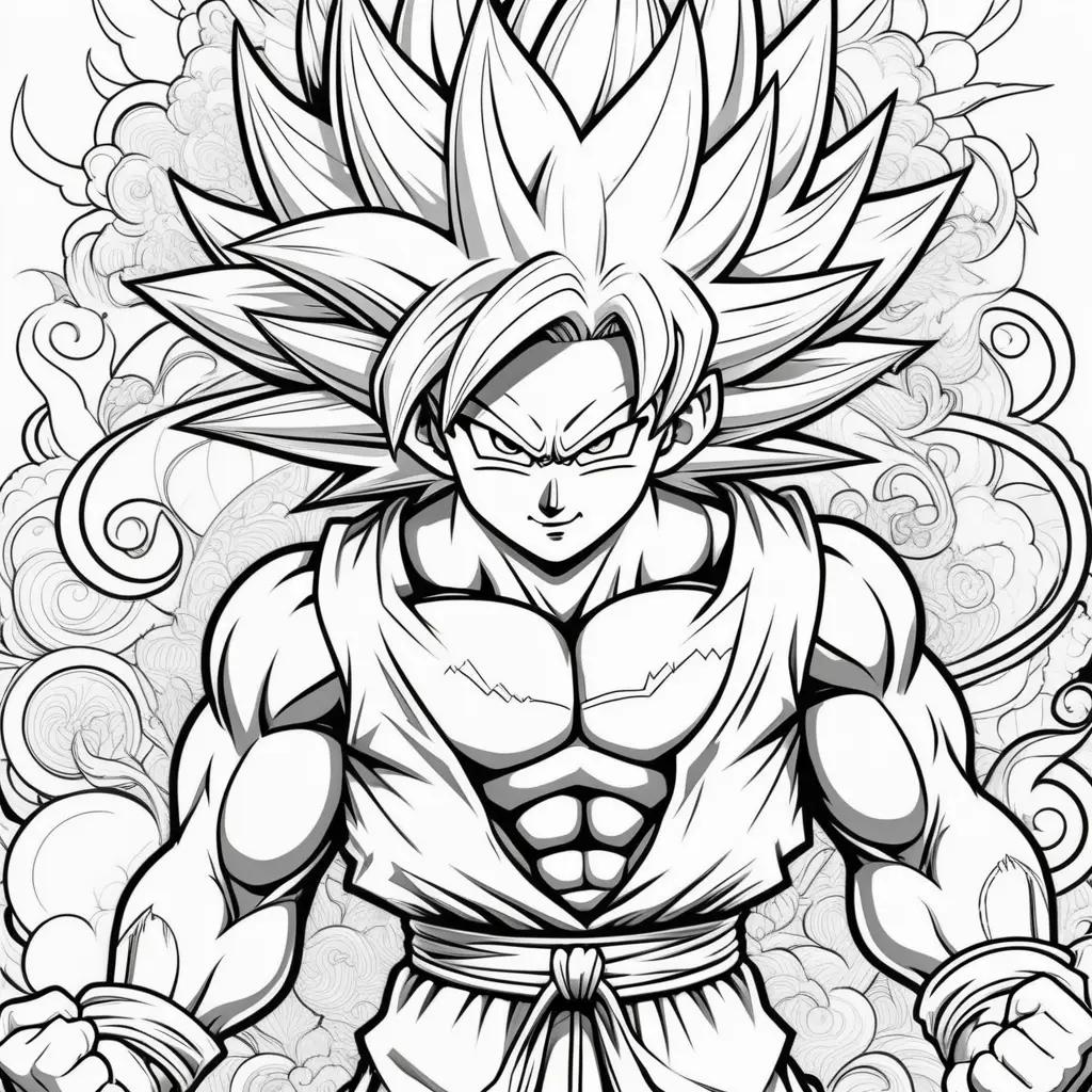 Goku coloring page with black and white lines