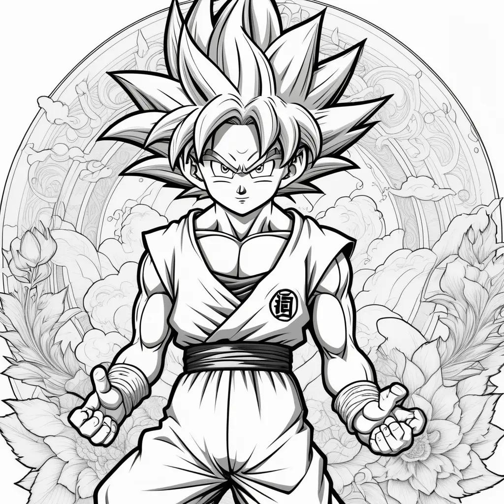 Dibujos de Goku para colorear con diseño en blanco y negro