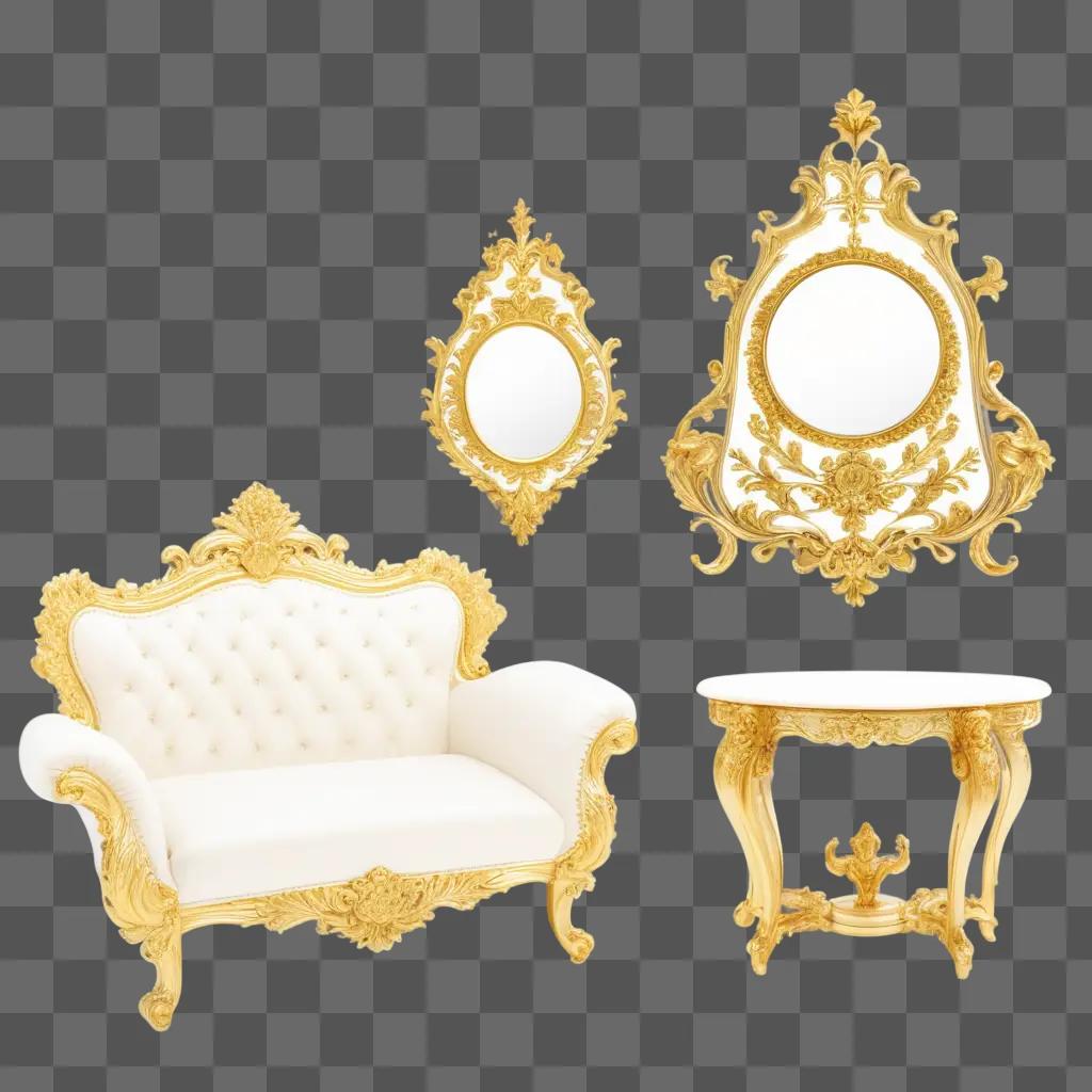 Gold accent decor in a royal living room