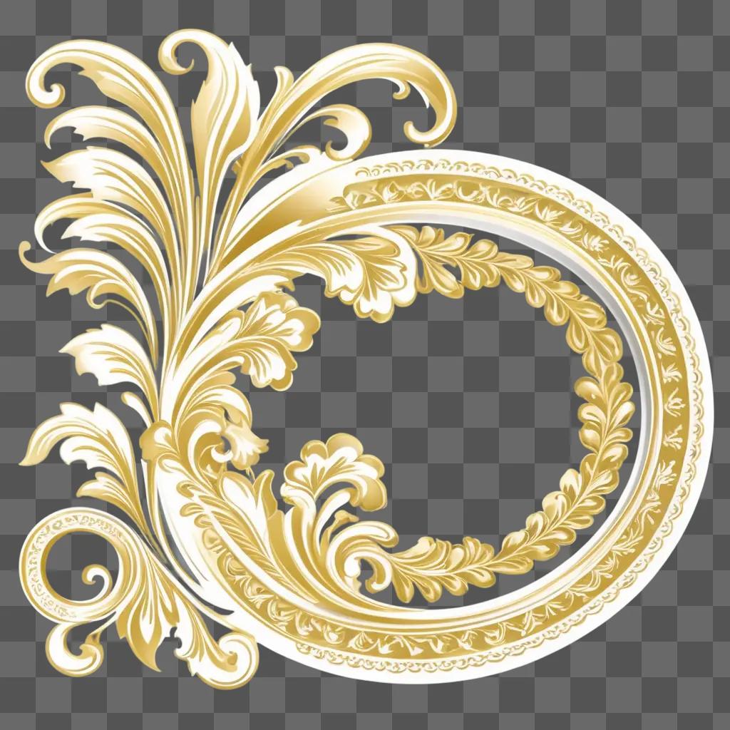 Gold floral clipart with a white background