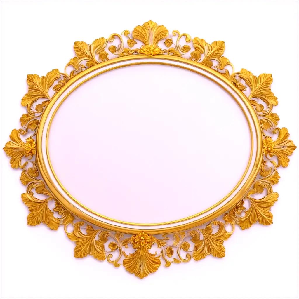 Gold framed artwork with floral accents on a white background