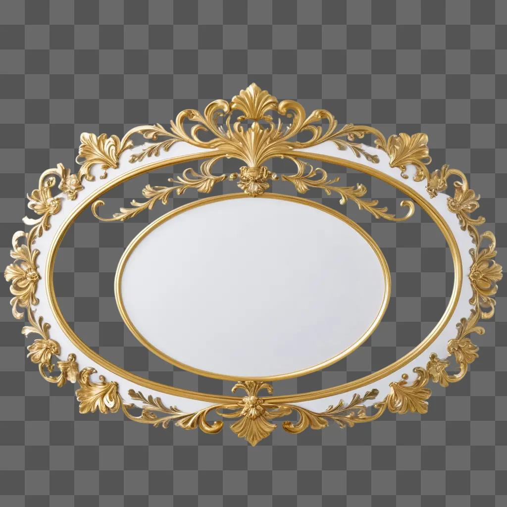 Gold framed ornate frame on a beige wall