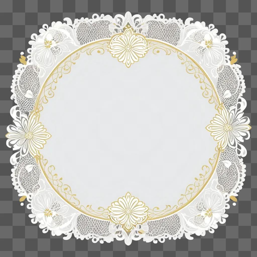 Gold invitation border on white background