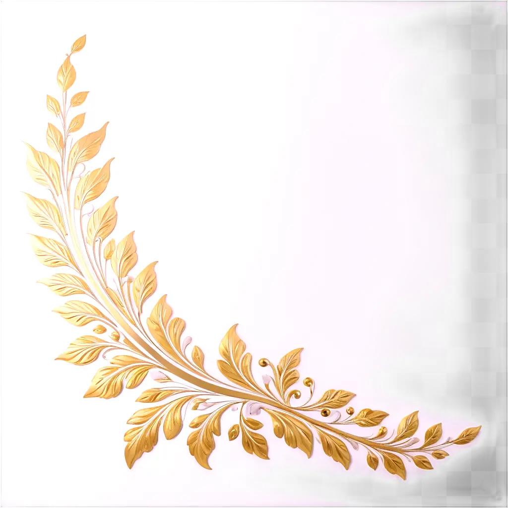 Gold leaf accent on a white background